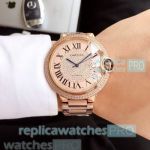 Replica Ballon Bleu de Cartier Men's Watch Pink Dial Diamond Bezel